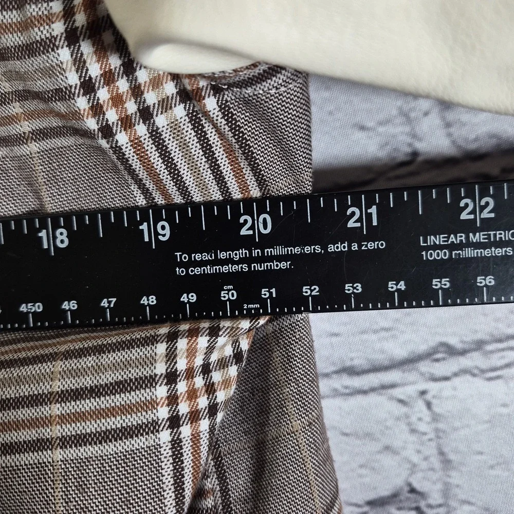 H&M DIVIDED Varsity Jacket Snap Up Brown Beige Plaid‎ Womens XS Preppy Casual
